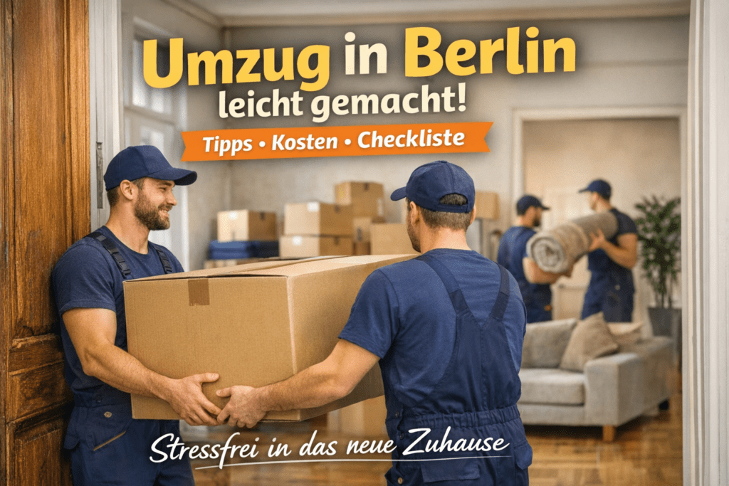 Umzugshelfer tragen Möbel in eine Wohnung in Berlin