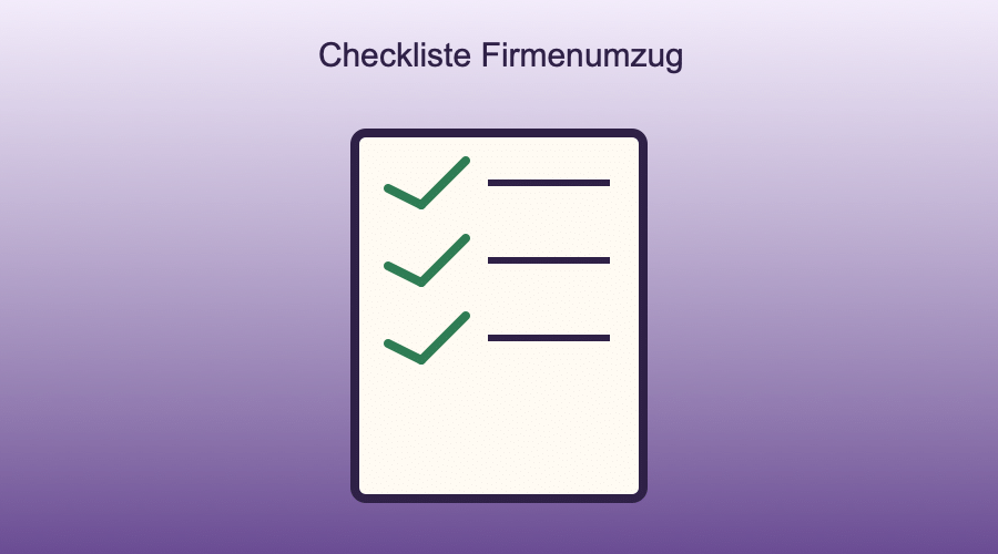 Illustration einer Checkliste mit Häkchen, symbolisiert die systematische Aktualisierung der Online-Präsenz nach einem Firmenumzug
