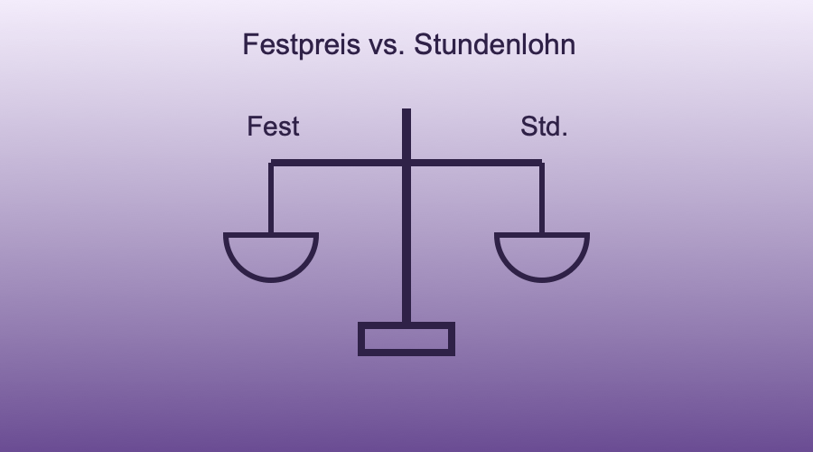 Waage symbolisiert Vergleich zwischen Festpreis und Stundenlohn beim Umzug