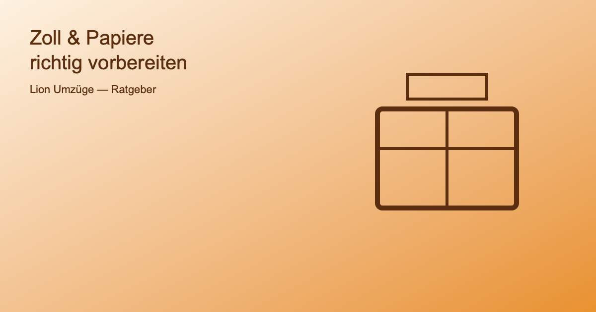 Symbolbild Umzugskarton mit Dokumenten für Zollformalitäten
