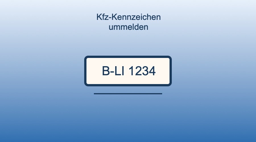 Illustration eines Kfz-Kennzeichens, symbolisiert die Ummeldung des Kennzeichens bei der Zulassungsstelle nach einem Umzug
