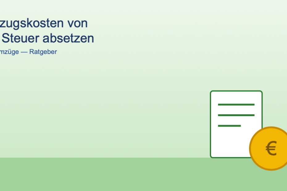 Symbolgrafik eines Dokuments mit Euro-Münze zum Thema Umzugskosten steuerlich absetzen